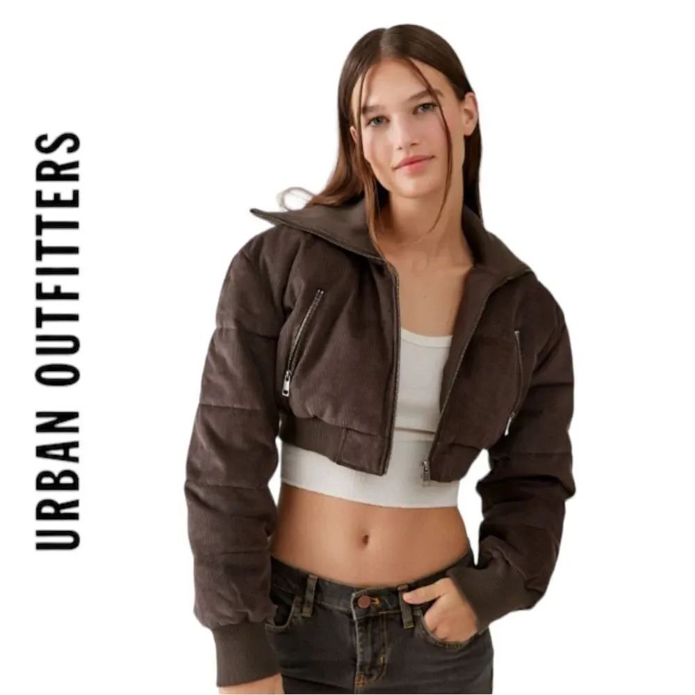 NEW UO Urban Outfitters Lily Brown Corduroy Cropped Puffer Jacket XXXL